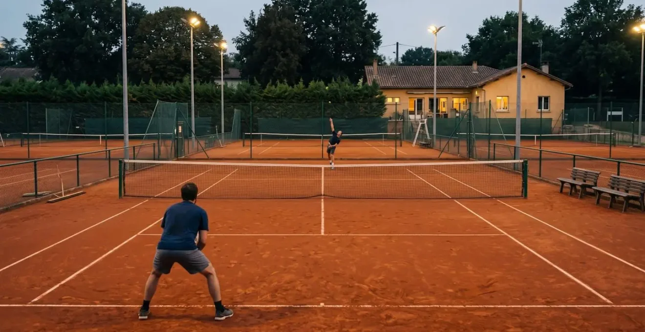 Tension et concentration d'un joueur simulant la pression d'un point décisif